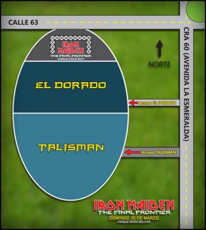 Mapa del concierto Iron Maiden 2011